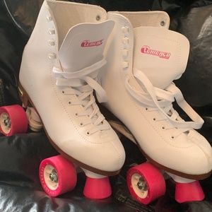 White quad roller skates